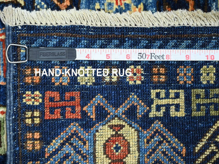 3'10" x 9'7" New Hand Knotted Blue Wool Runner Oriental Rug - MOA10222525