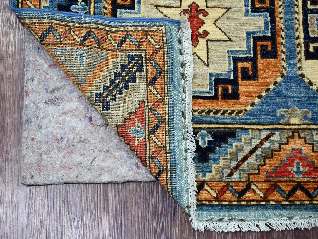 4'0" x 6'0" New Hand Knotted Blue Wool Rectangle Oriental Rug - MOA10222526