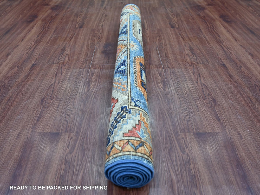 4'0" x 6'0" New Hand Knotted Blue Wool Rectangle Oriental Rug - MOA10222526