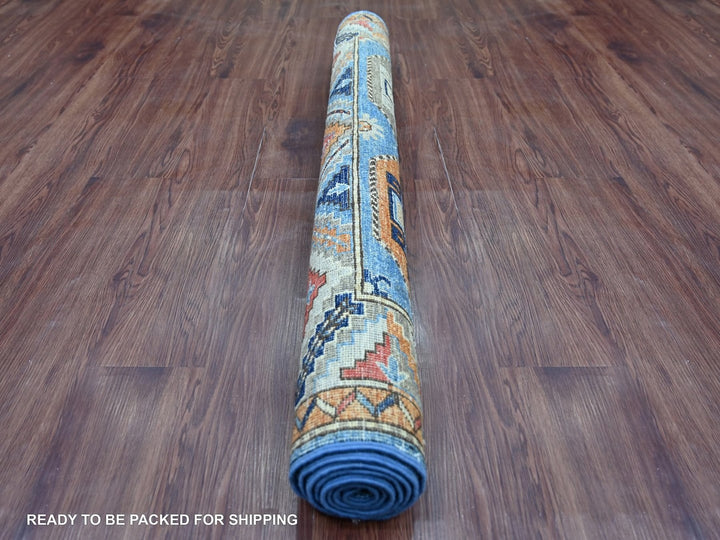 4'0" x 6'0" New Hand Knotted Blue Wool Rectangle Oriental Rug - MOA10222526