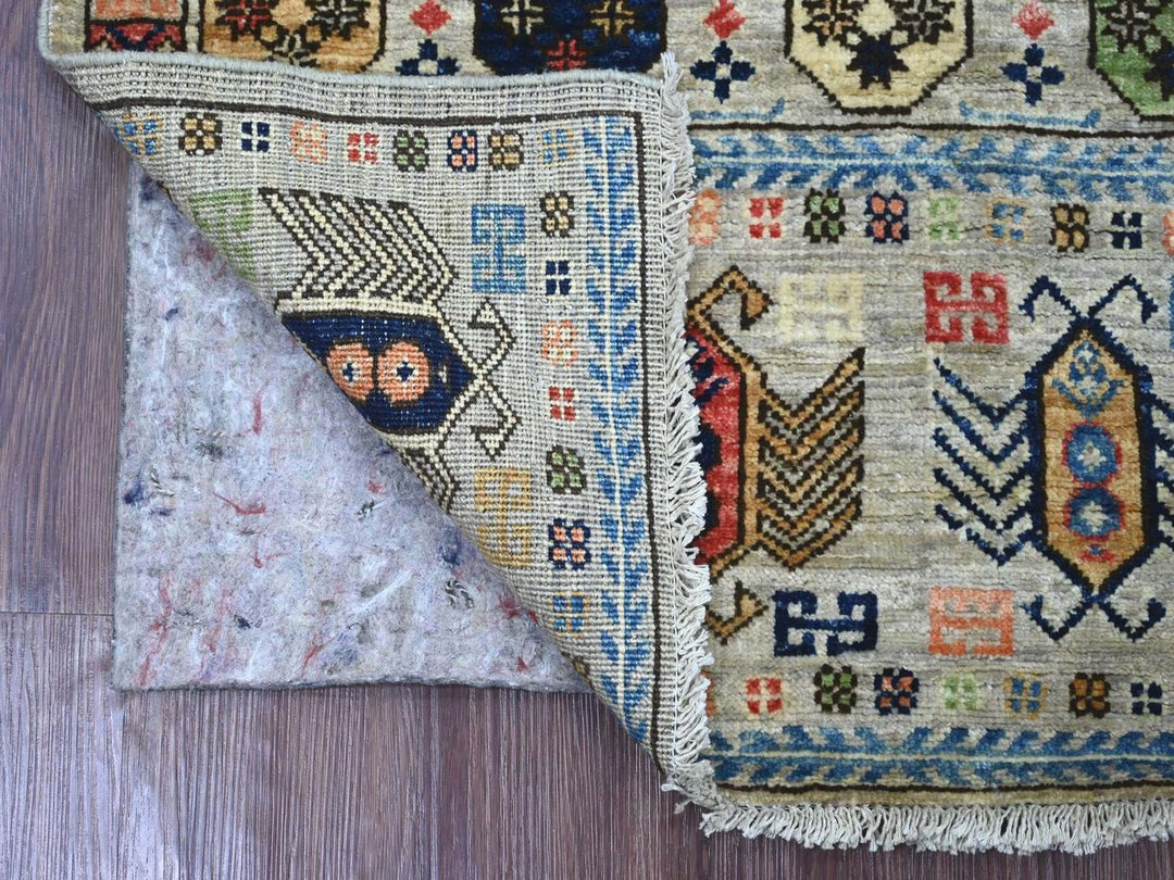 2'11" x 5'0" New Hand Knotted Grey Wool Rectangle Oriental Rug - MOA10222527