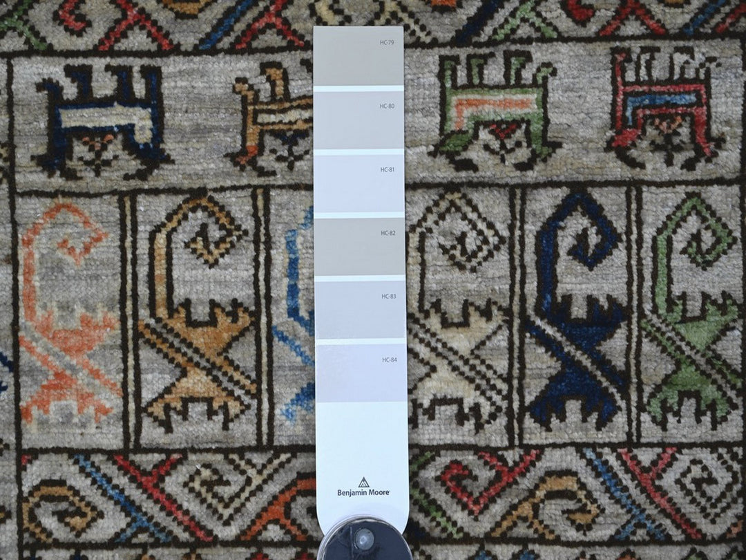 2'11" x 5'0" New Hand Knotted Grey Wool Rectangle Oriental Rug - MOA10222527