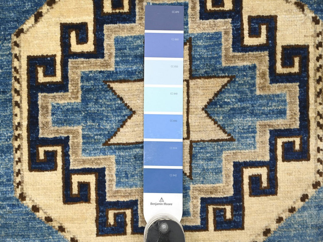 3'2" x 5'0" New Hand Knotted Blue Wool Rectangle Oriental Rug - MOA10222528