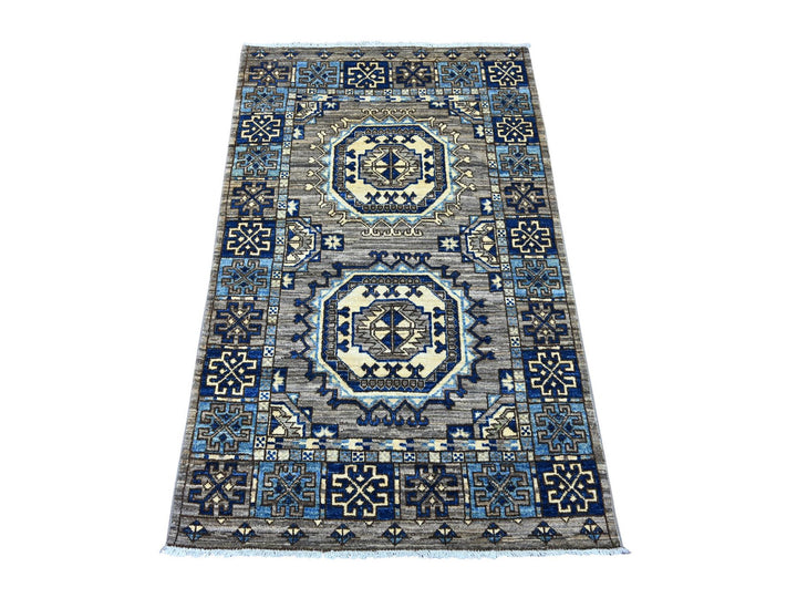 3'0" x 4'11" New Hand Knotted Grey Wool Rectangle Oriental Rug - MOA10222529