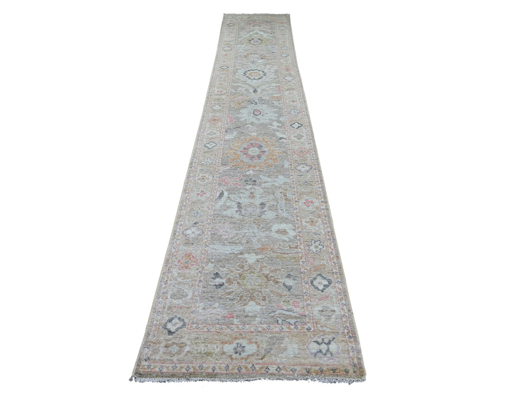 2'8" x 15'2" New Hand Knotted Brown Wool Runner Oriental Rug - MOA10222531