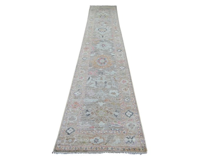 2'8" x 15'2" New Hand Knotted Brown Wool Runner Oriental Rug - MOA10222531