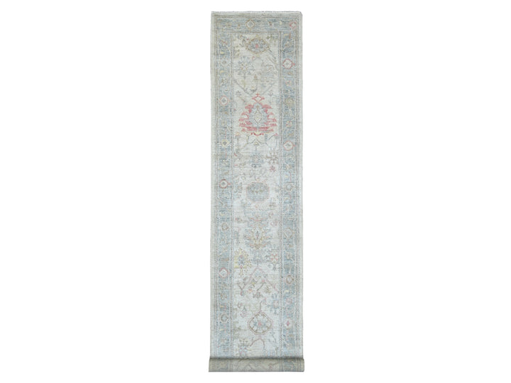 2'11" x 16'4" New Hand Knotted Ivory Wool Runner Oriental Rug - MOA10222532