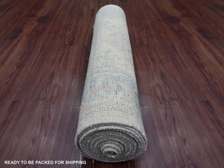 2'11" x 16'4" New Hand Knotted Ivory Wool Runner Oriental Rug - MOA10222532