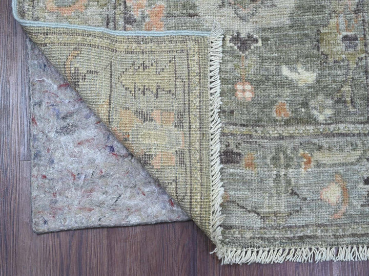 2'8" x 11'9" New Hand Knotted Green Wool Runner Oriental Rug - MOA10222533