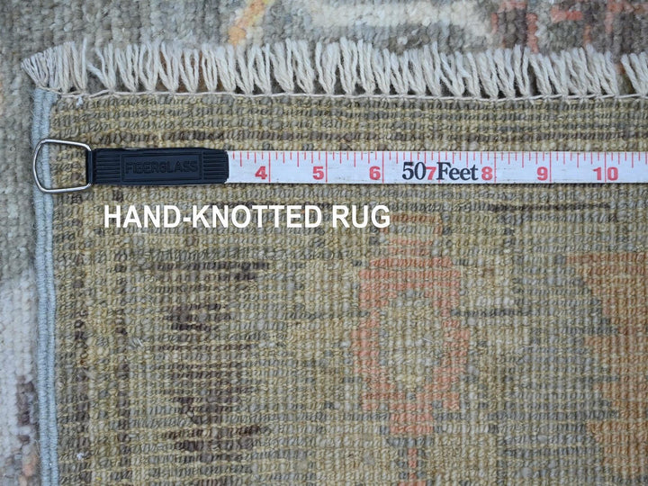 2'8" x 11'9" New Hand Knotted Green Wool Runner Oriental Rug - MOA10222533