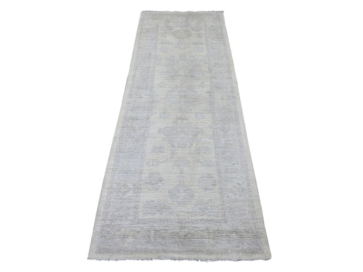 2'9" x 7'8" New Hand Knotted Ivory Wool Runner Oriental Rug - MOA10222534