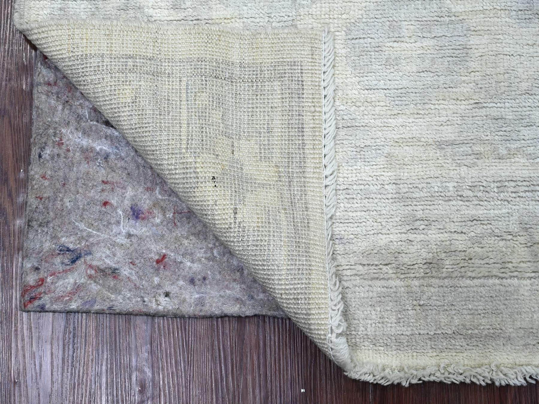 2'9" x 7'8" New Hand Knotted Ivory Wool Runner Oriental Rug - MOA10222534