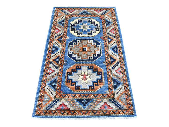 3'2" x 5'0" New Hand Knotted Blue Wool Rectangle Oriental Rug - MOA10222536