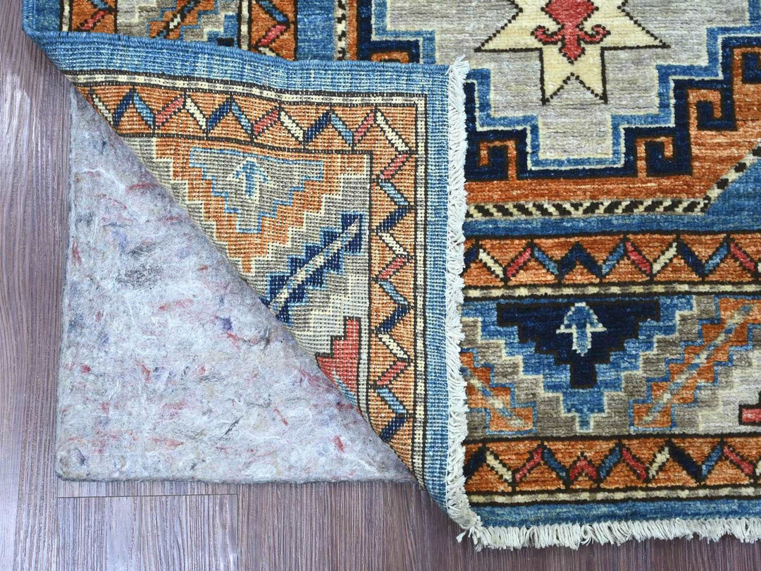 3'2" x 5'0" New Hand Knotted Blue Wool Rectangle Oriental Rug - MOA10222536