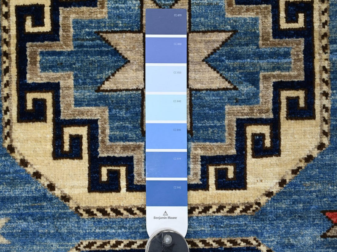 3'2" x 5'0" New Hand Knotted Blue Wool Rectangle Oriental Rug - MOA10222536