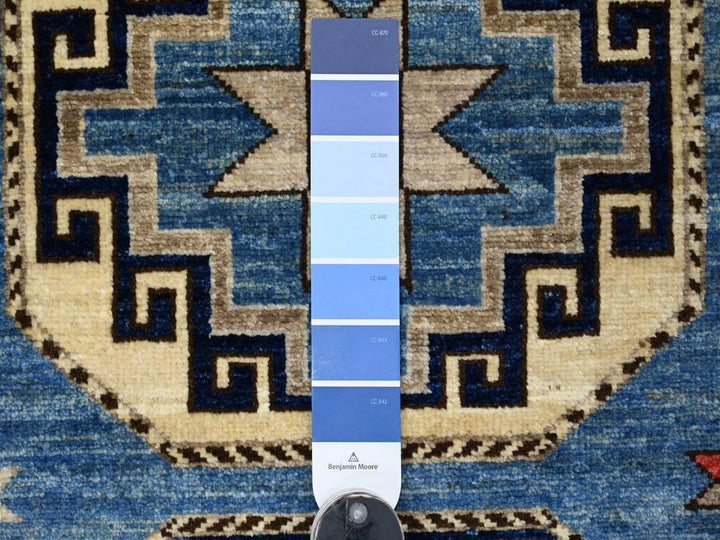 3'2" x 5'0" New Hand Knotted Blue Wool Rectangle Oriental Rug - MOA10222536
