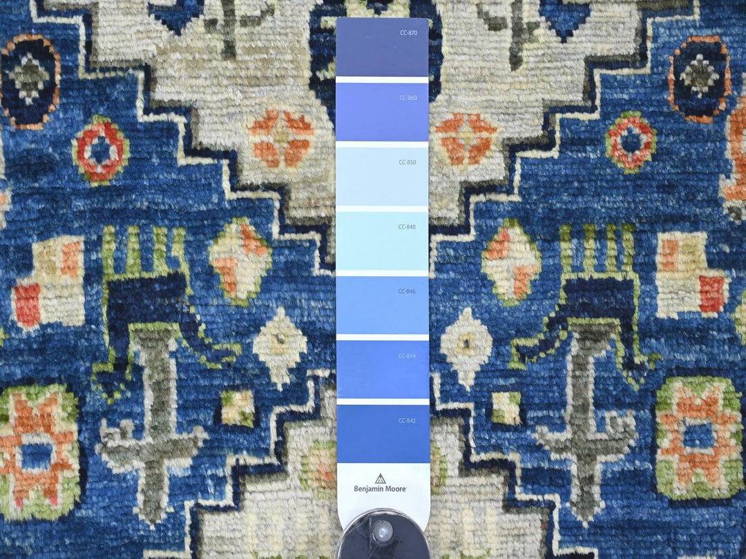 3'1" x 5'2" New Hand Knotted Blue Wool Rectangle Oriental Rug - MOA10222537