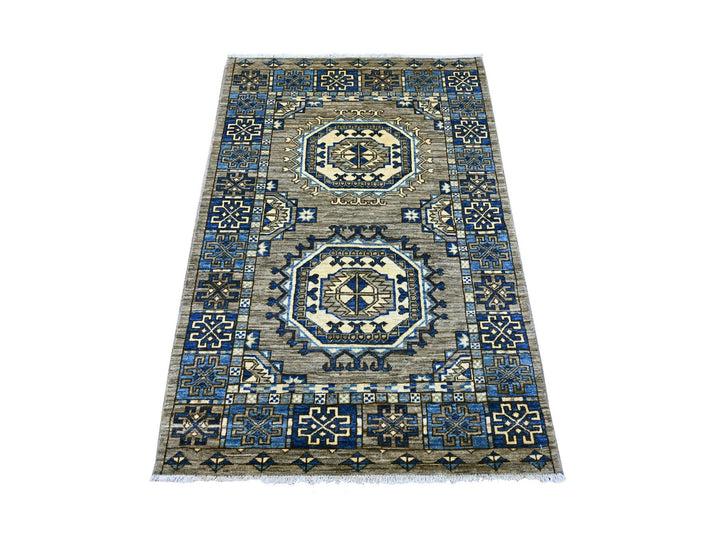 3'3" x 4'10" New Hand Knotted Grey Wool Rectangle Oriental Rug - MOA10222538