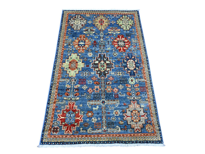 3'0" x 4'9" New Hand Knotted Blue Wool Rectangle Oriental Rug - MOA10222539