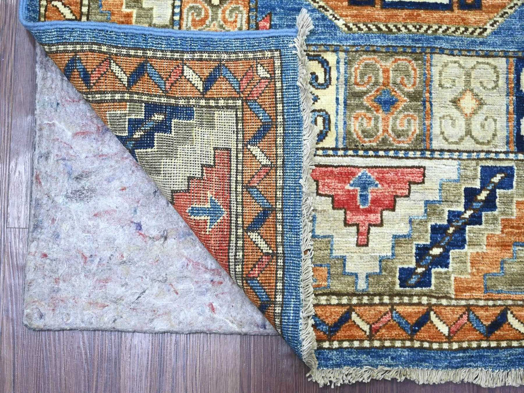 6'0" x 8'10" New Hand Knotted Blue Wool Rectangle Oriental Rug - MOA10222540