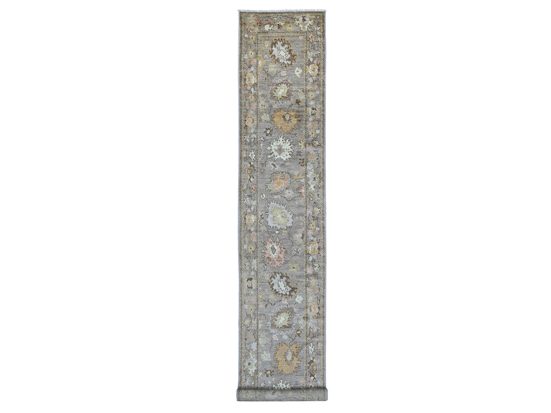 2'7" x 17'2" New Hand Knotted Brown Wool Runner Oriental Rug - MOA10222544