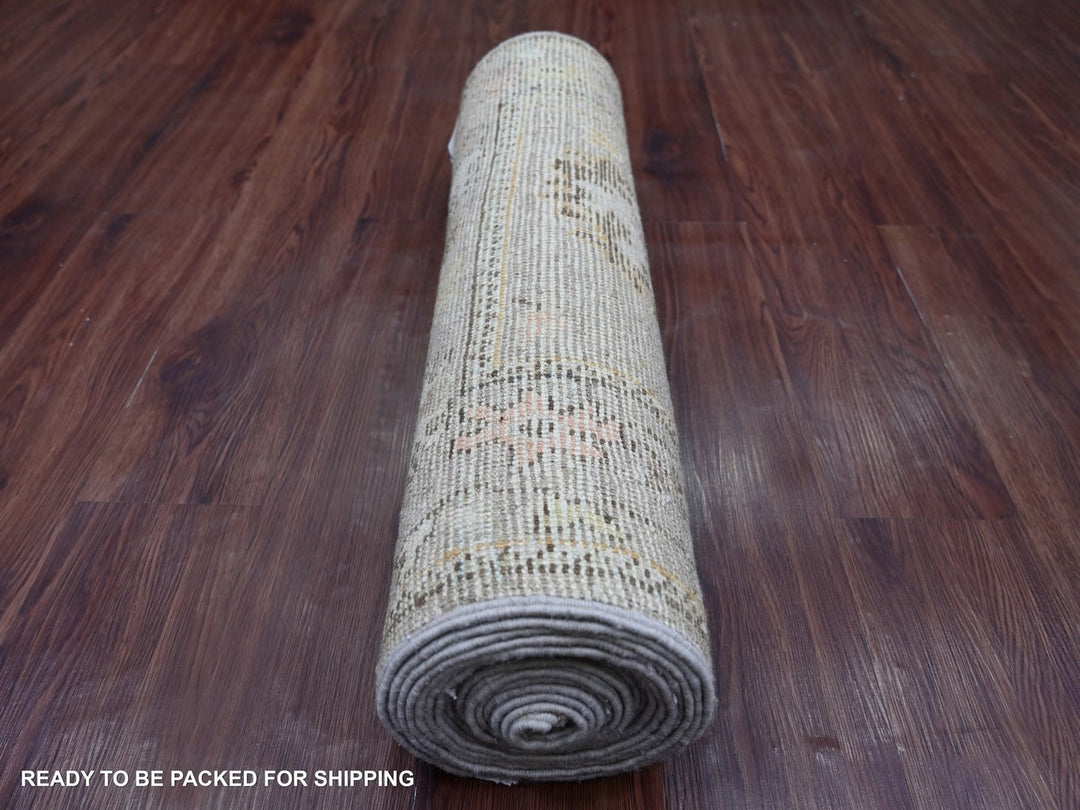 2'7" x 17'2" New Hand Knotted Brown Wool Runner Oriental Rug - MOA10222544