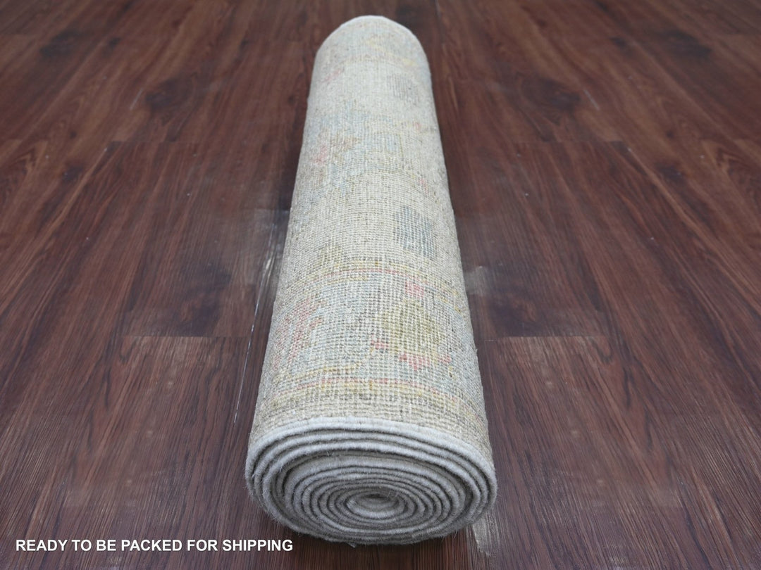 2'6" x 15'5" New Hand Knotted Ivory Wool Runner Oriental Rug - MOA10222545