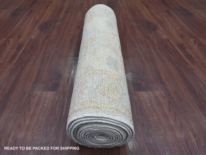 2'6" x 15'5" New Hand Knotted Ivory Wool Runner Oriental Rug - MOA10222545