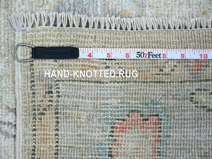 3'11" x 9'7" New Hand Knotted Grey Wool Runner Oriental Rug - MOA10222546