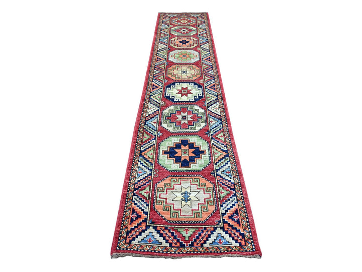 2'7" x 12'6" New Hand Knotted Red Wool Runner Oriental Rug - MOA10222551
