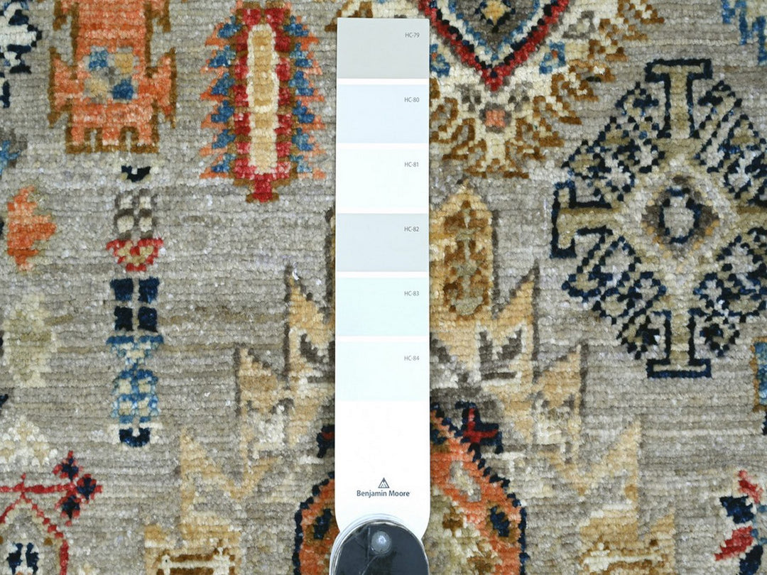 2'6" x 8'3" New Hand Knotted Grey Wool Runner Oriental Rug - MOA10222553
