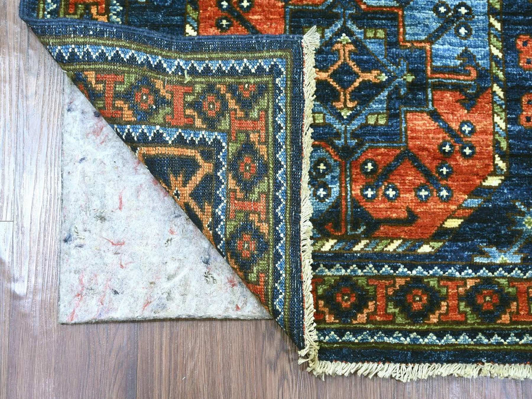 2'6" x 11'11" New Hand Knotted Blue Wool Runner Oriental Rug - MOA10222554