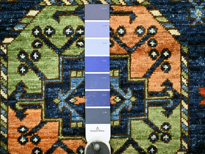2'6" x 11'11" New Hand Knotted Blue Wool Runner Oriental Rug - MOA10222554