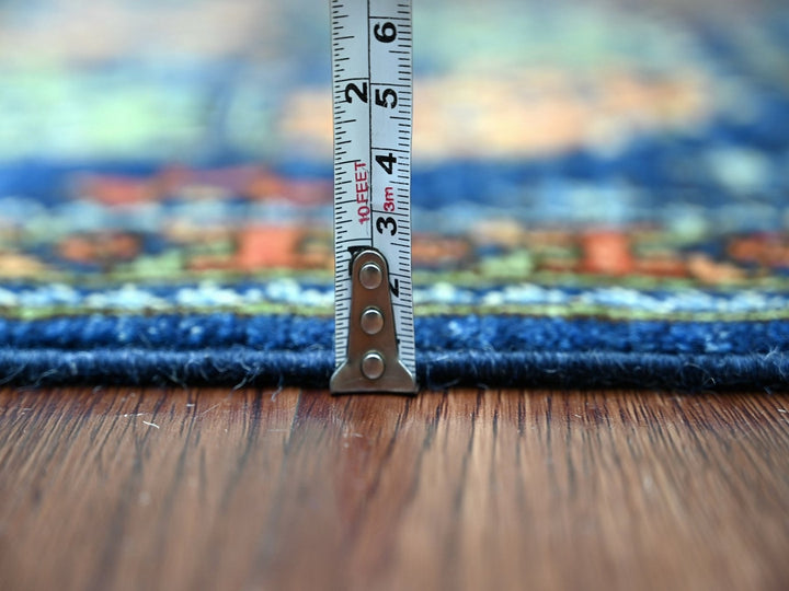 2'6" x 11'11" New Hand Knotted Blue Wool Runner Oriental Rug - MOA10222554