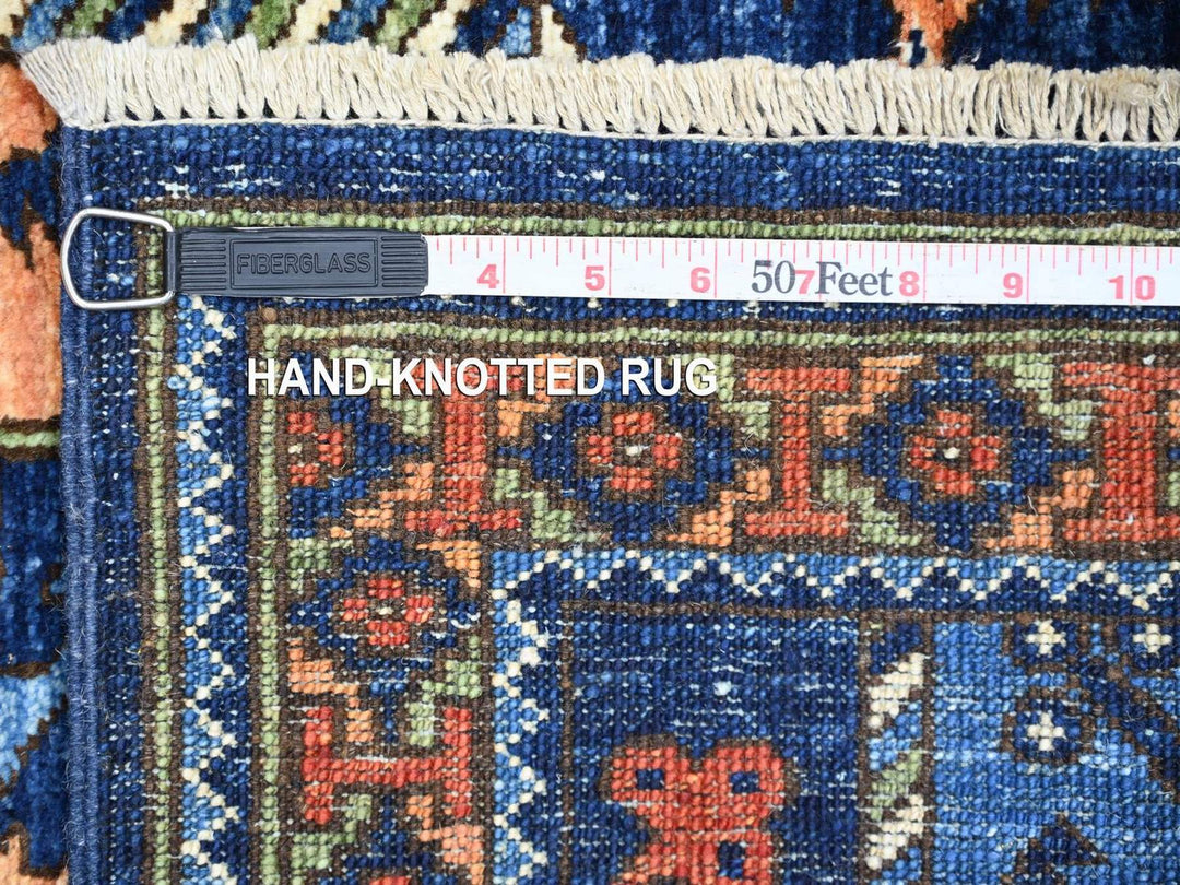 2'6" x 11'11" New Hand Knotted Blue Wool Runner Oriental Rug - MOA10222554