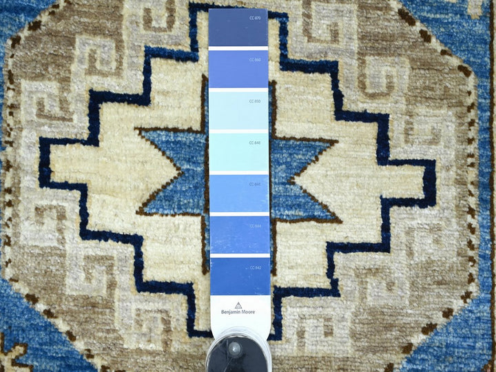2'8" x 7'4" New Hand Knotted Blue Wool Runner Oriental Rug - MOA10222555