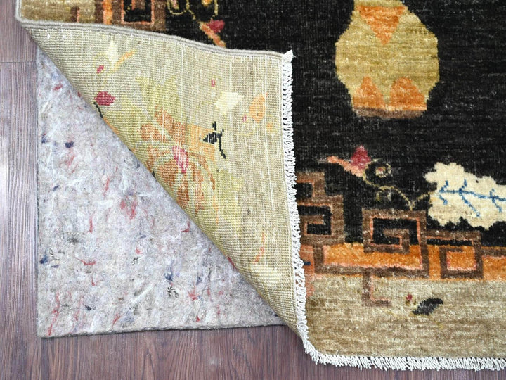 3'0" x 11'10" New Hand Knotted Black Wool Runner Oriental Rug - MOA10222558