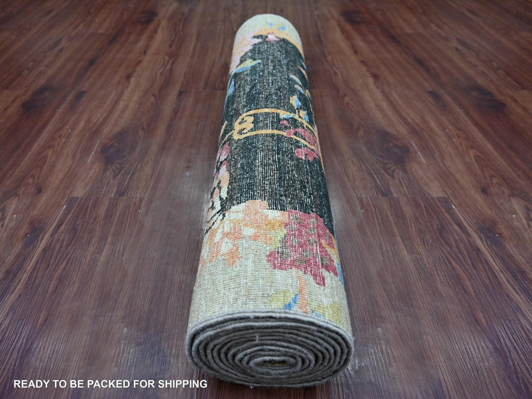 3'0" x 11'10" New Hand Knotted Black Wool Runner Oriental Rug - MOA10222558