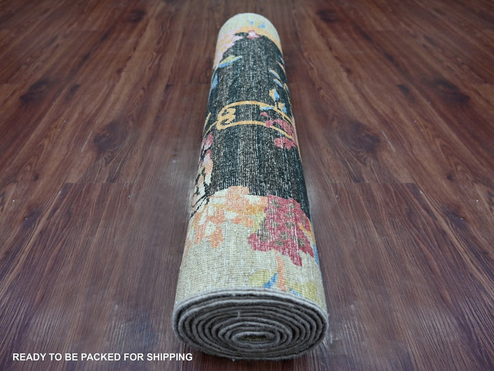 3'0" x 11'10" New Hand Knotted Black Wool Runner Oriental Rug - MOA10222558