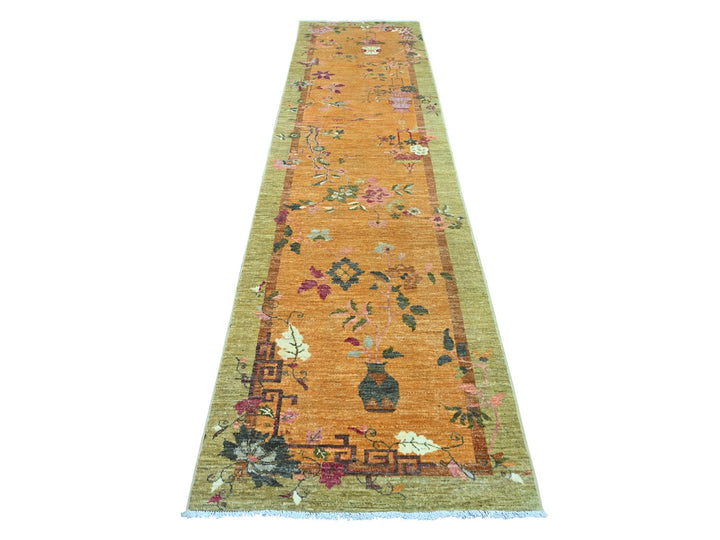 3'0" x 11'11" New Hand Knotted Brown Wool Runner Oriental Rug - MOA10222559