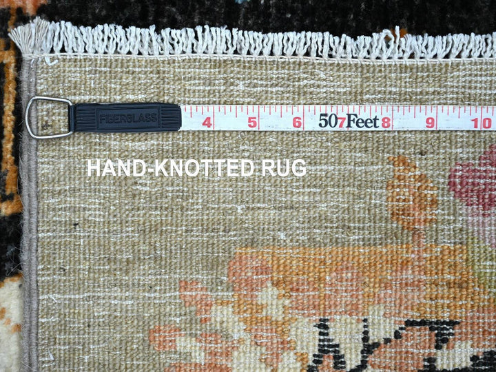 2'11" x 11'10" New Hand Knotted Black Wool Runner Oriental Rug - MOA10222560