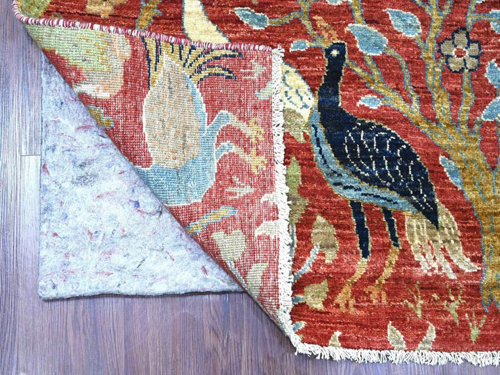 4'0" x 12'2" New Hand Knotted Red Wool Runner Oriental Rug - MOA10222563