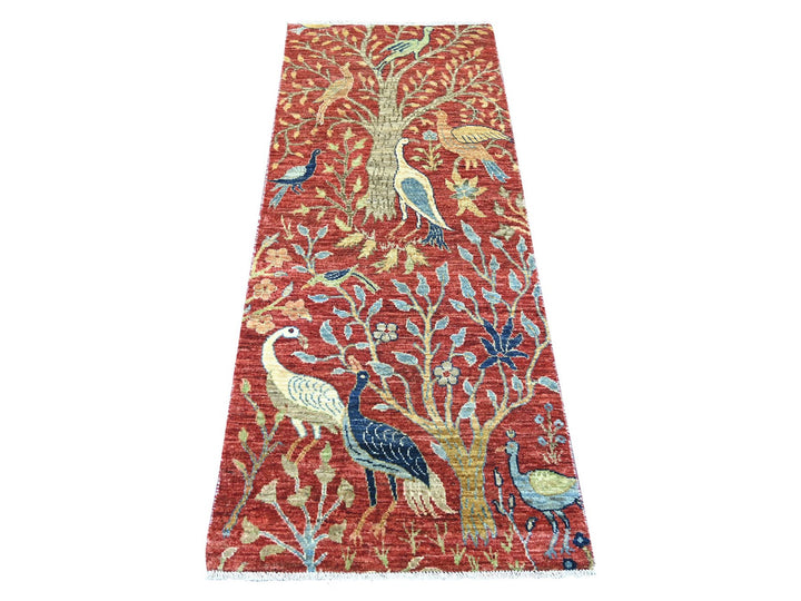 2'7" x 6'4" New Hand Knotted Red Wool Runner Oriental Rug - MOA10222564
