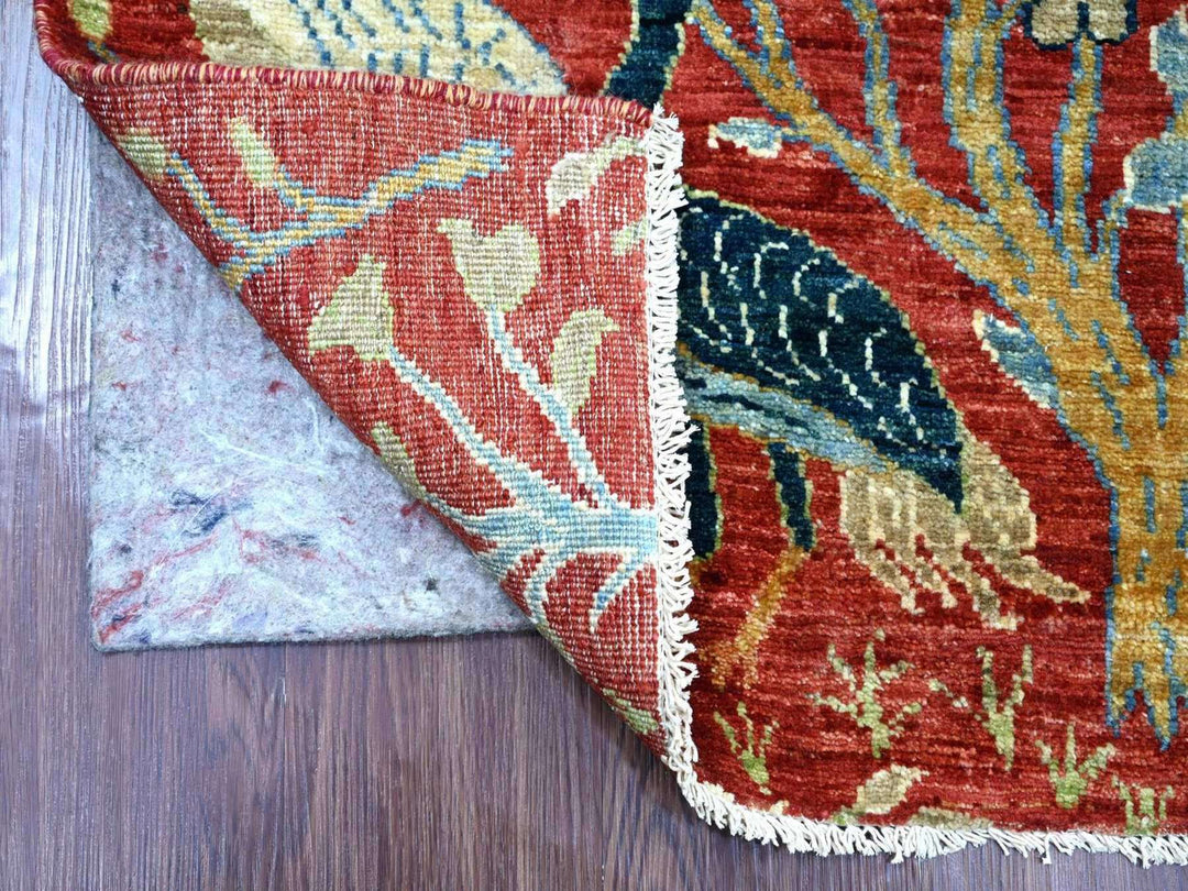 2'6" x 11'11" New Hand Knotted Red Wool Runner Oriental Rug - MOA10222565