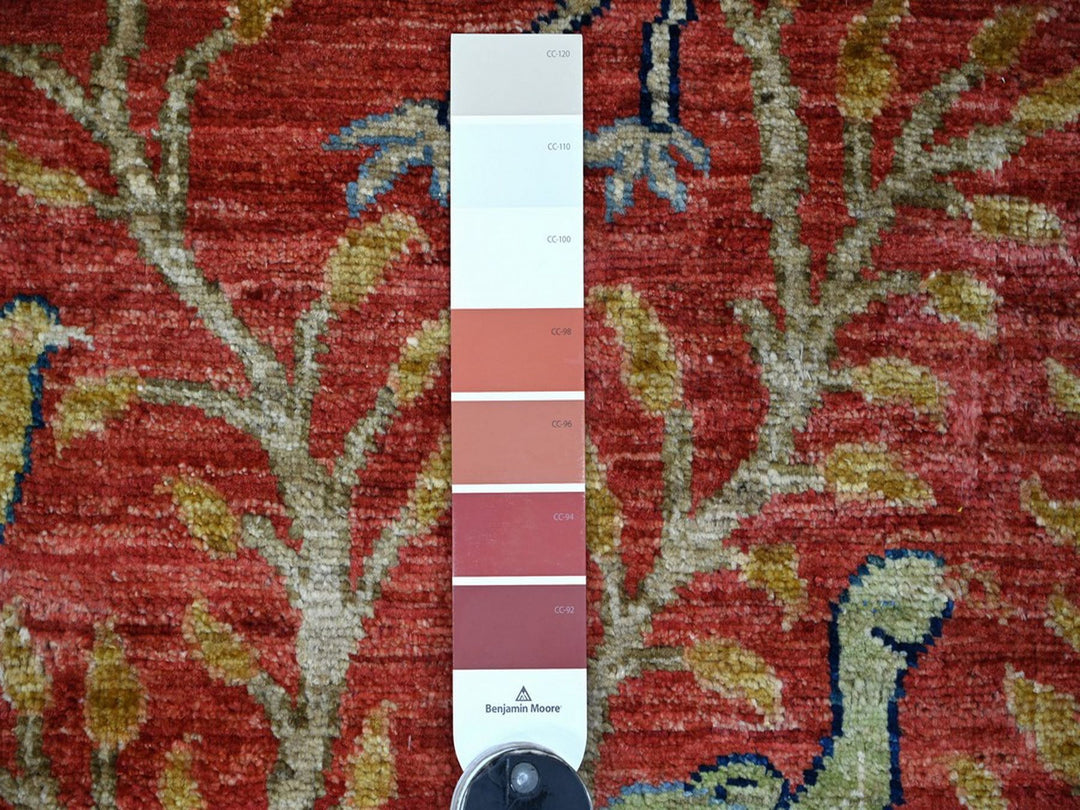 2'6" x 11'11" New Hand Knotted Red Wool Runner Oriental Rug - MOA10222565