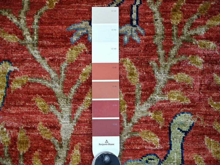 2'6" x 11'11" New Hand Knotted Red Wool Runner Oriental Rug - MOA10222565