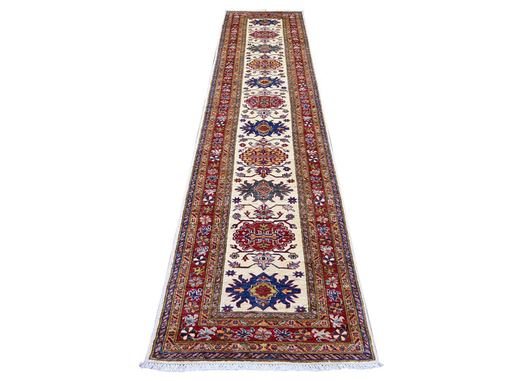 2'8" x 12'1" New Hand Knotted Ivory Wool Runner Oriental Rug - MOA10222566