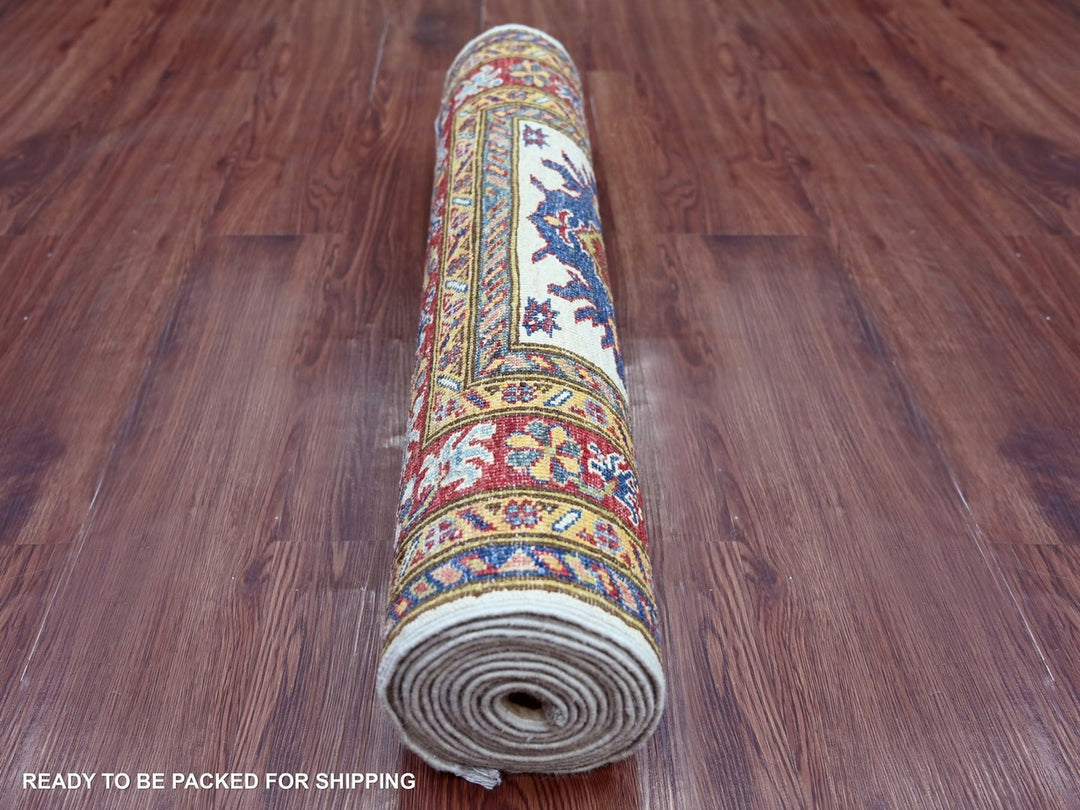 2'8" x 12'1" New Hand Knotted Ivory Wool Runner Oriental Rug - MOA10222566