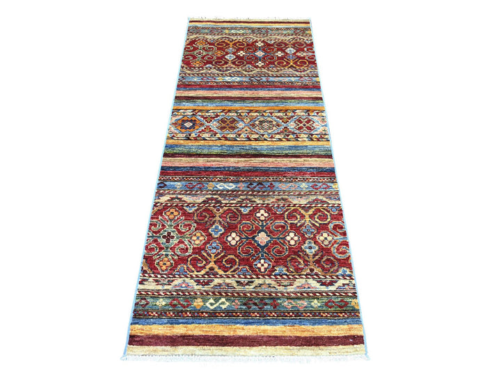 2'7" x 6'7" New Hand Knotted Multicolored Wool Runner Oriental Rug - MOA10222568