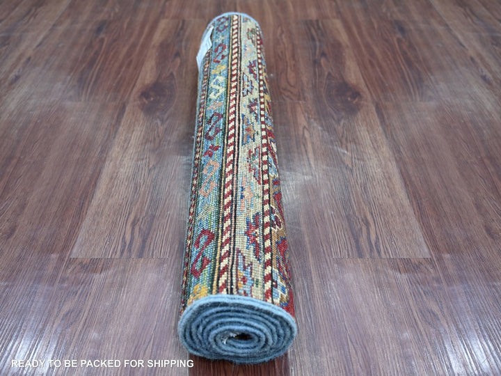 2'7" x 6'7" New Hand Knotted Multicolored Wool Runner Oriental Rug - MOA10222568